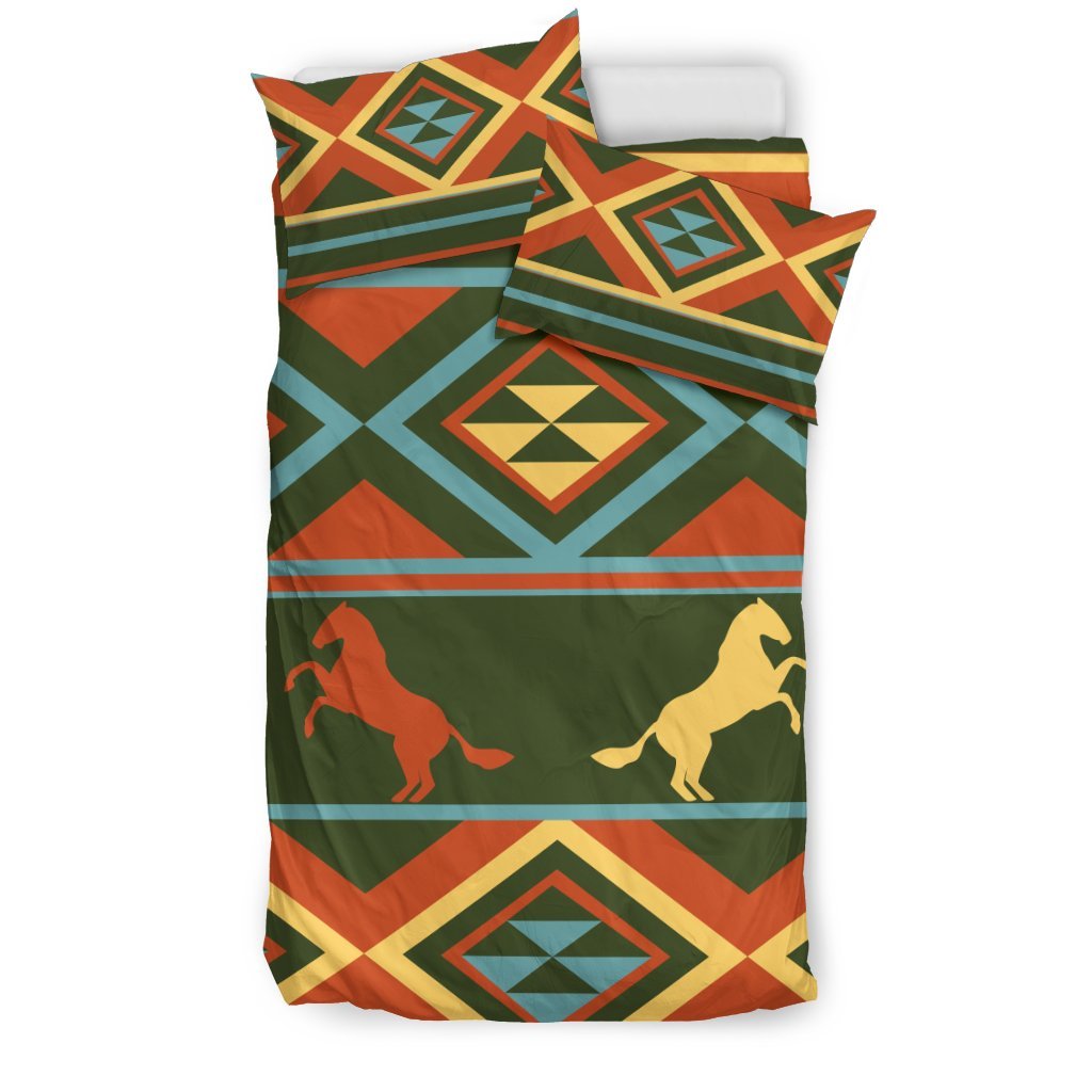 Horse Western Pattern Duvet Cover Bedding Set