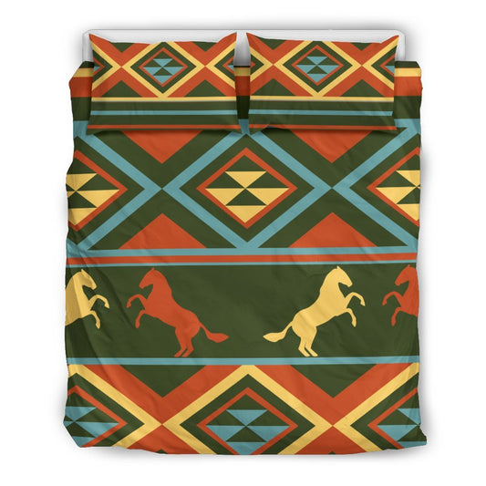 Horse Western Pattern Duvet Cover Bedding Set