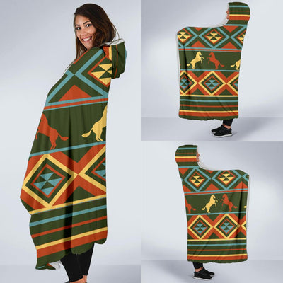 Horse Western Pattern Hooded Blanket-JORJUNE.COM