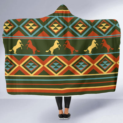 Horse Western Pattern Hooded Blanket-JORJUNE.COM