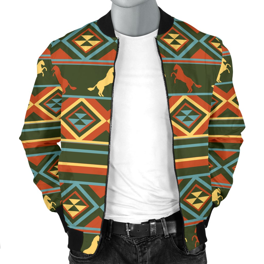 Horse Western Pattern Men Casual Bomber Jacket