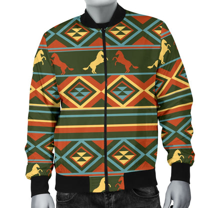 Horse Western Pattern Men Casual Bomber Jacket