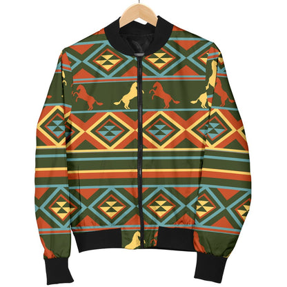Horse Western Pattern Men Casual Bomber Jacket
