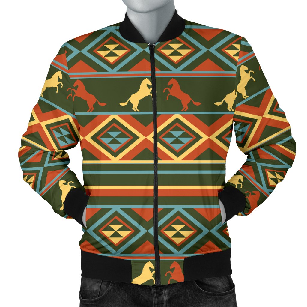 Horse Western Pattern Men Casual Bomber Jacket