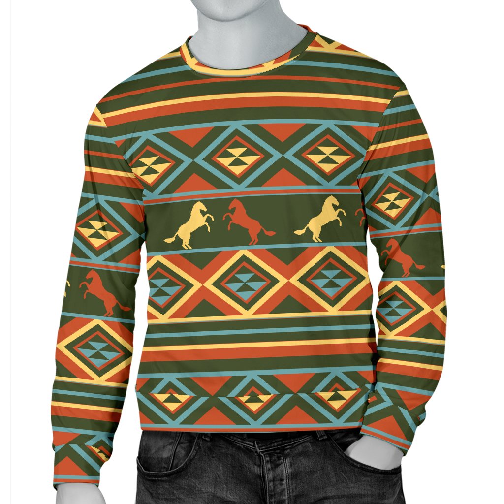 Horse Western Pattern Men Crewneck Sweatshirt