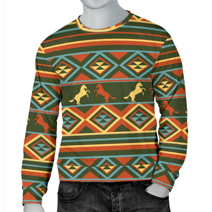 Horse Western Pattern Men Crewneck Sweatshirt