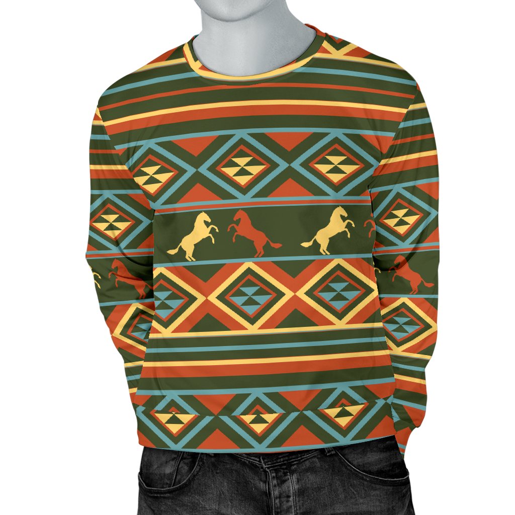 Horse Western Pattern Men Crewneck Sweatshirt