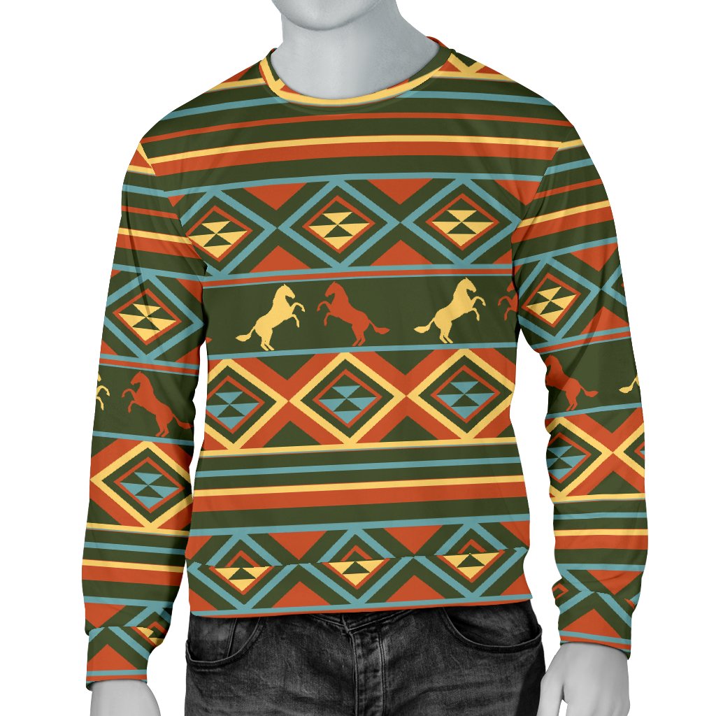 Horse Western Pattern Men Crewneck Sweatshirt