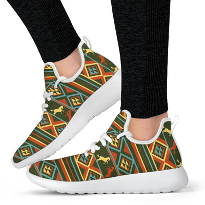 Horse Western Pattern Mesh Knit Sneakers Shoes