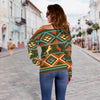 Horse Western Pattern Off Shoulder Sweatshirt