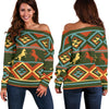 Horse Western Pattern Off Shoulder Sweatshirt