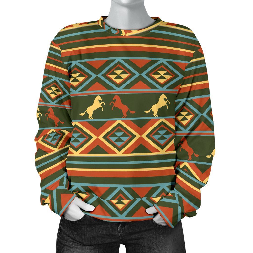 Horse Western Pattern Women Crewneck Sweatshirt