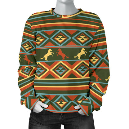 Horse Western Pattern Women Crewneck Sweatshirt