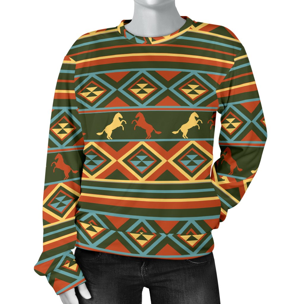 Horse Western Pattern Women Crewneck Sweatshirt