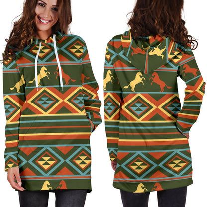 Horse Western Pattern Women Hoodie Dress