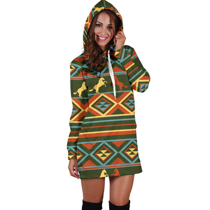 Horse Western Pattern Women Hoodie Dress
