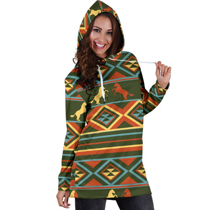 Horse Western Pattern Women Hoodie Dress