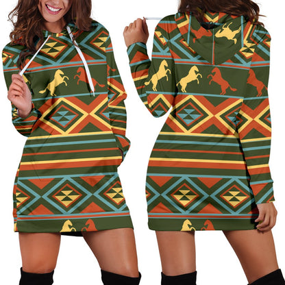 Horse Western Pattern Women Hoodie Dress