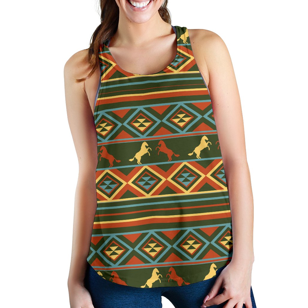 Horse Western Pattern Women Racerback Tank Top