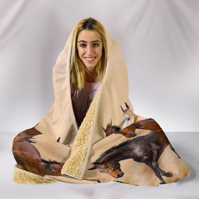 Horses Hooded Blanket