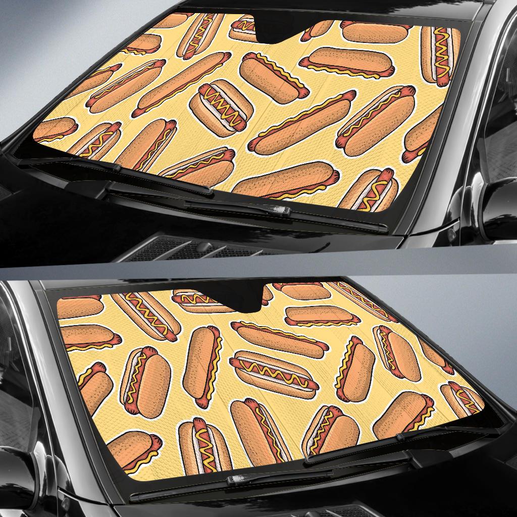 Hot Dog Pattern Print Design 01 Car Sun Shade-JORJUNE.COM