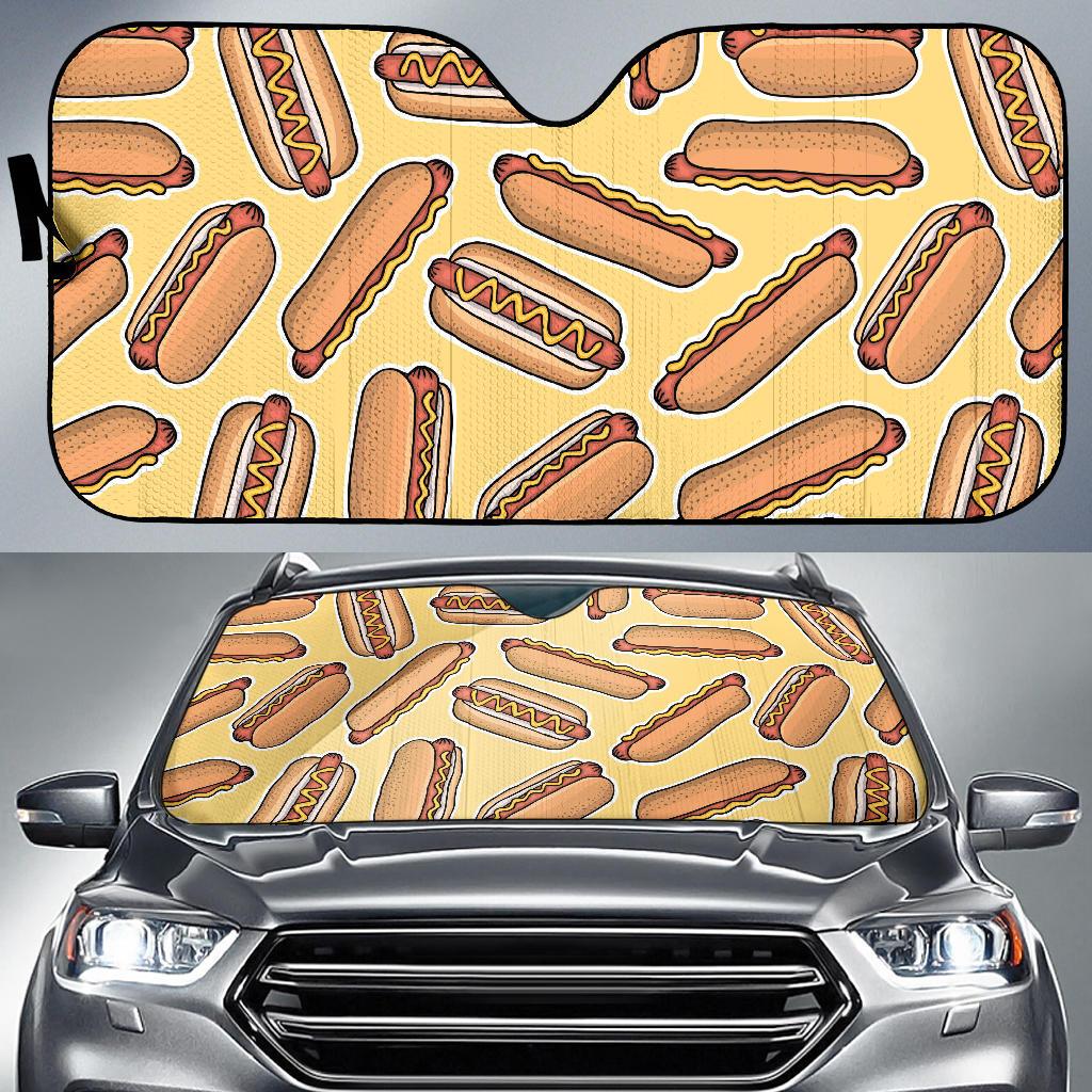 Hot Dog Pattern Print Design 01 Car Sun Shade-JORJUNE.COM