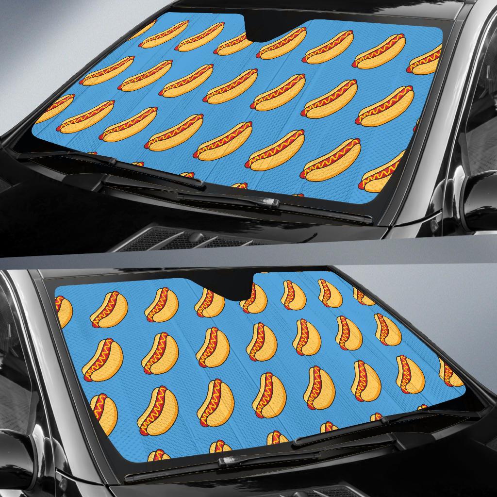 Hot Dog Pattern Print Design 02 Car Sun Shade-JORJUNE.COM