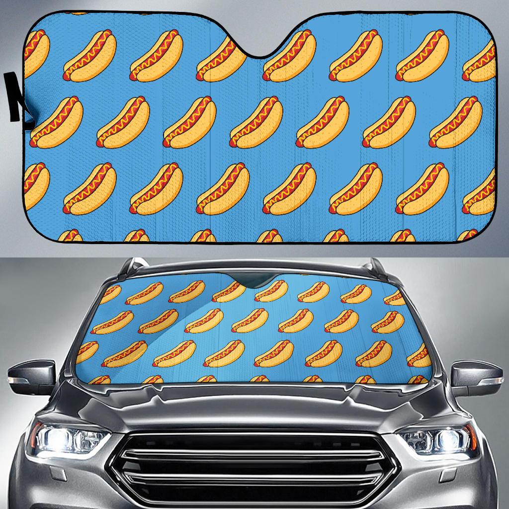 Hot Dog Pattern Print Design 02 Car Sun Shade-JORJUNE.COM