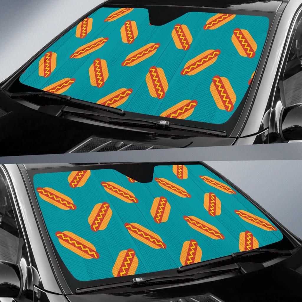 Hot Dog Pattern Print Design 03 Car Sun Shade-JORJUNE.COM