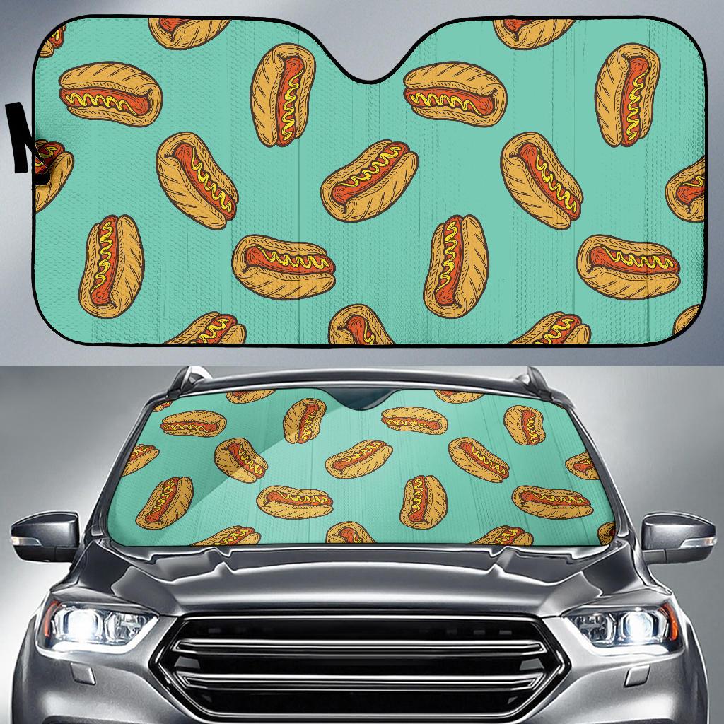 Hot Dog Pattern Print Design 04 Car Sun Shade-JORJUNE.COM