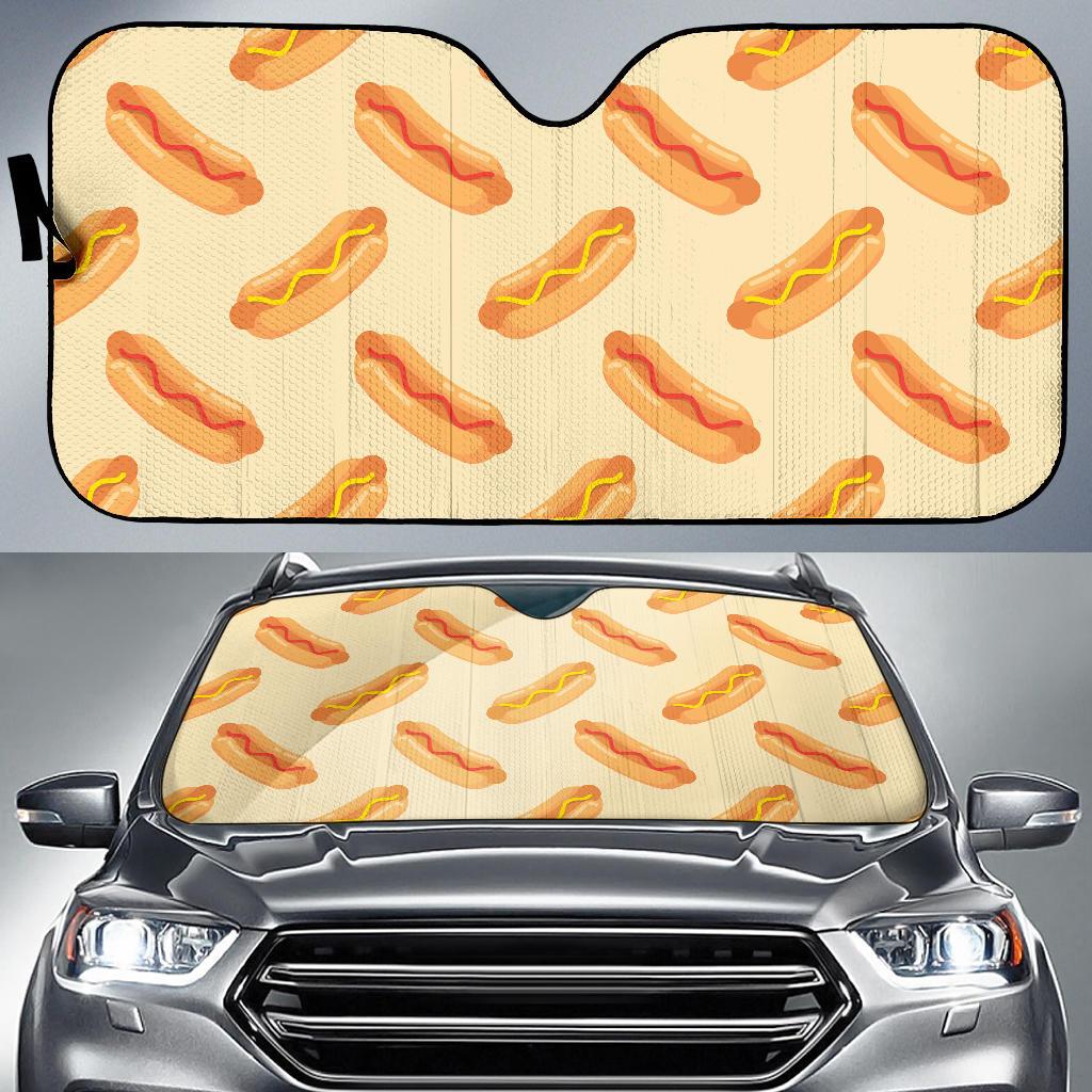 Hot Dog Pattern Print Design 05 Car Sun Shade-JORJUNE.COM
