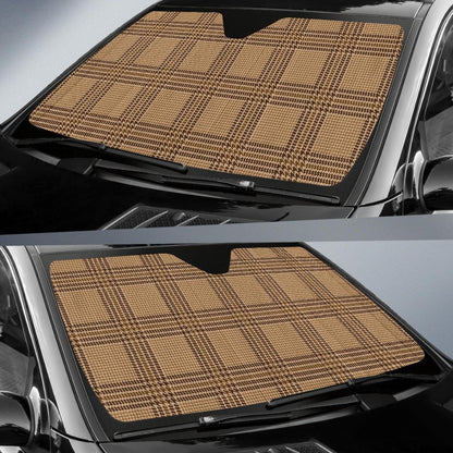 Houndstooth Brown Pattern Print Design 04 Car Sun Shade-JORJUNE.COM