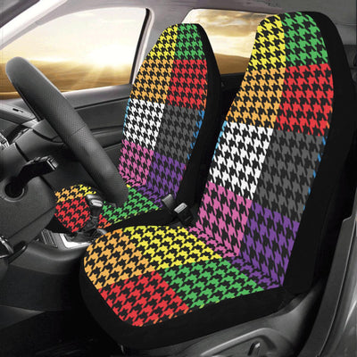 Houndstooth Colorful Pattern Print Design 01 Car Seat Covers (Set of 2)-JORJUNE.COM