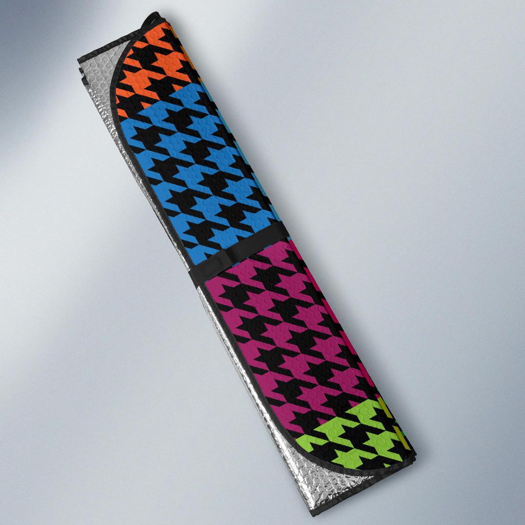 Houndstooth Colorful Pattern Print Design 01 Car Sun Shade-JORJUNE.COM
