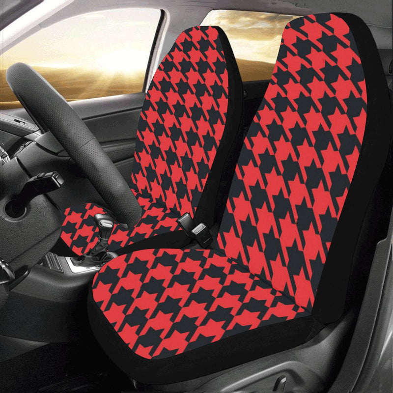 Houndstooth Red Pattern Print Design 03 Car Seat Covers (Set of 2)-JORJUNE.COM