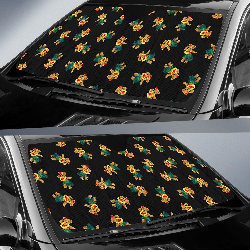 Hula Bear Pattern Print Design 06 Car Sun Shades-JORJUNE.COM