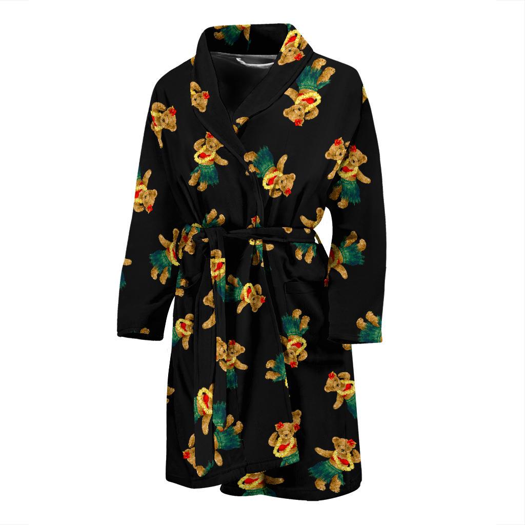 Hula Bear Pattern Print Design 06 Men Bathrobe-JORJUNE.COM