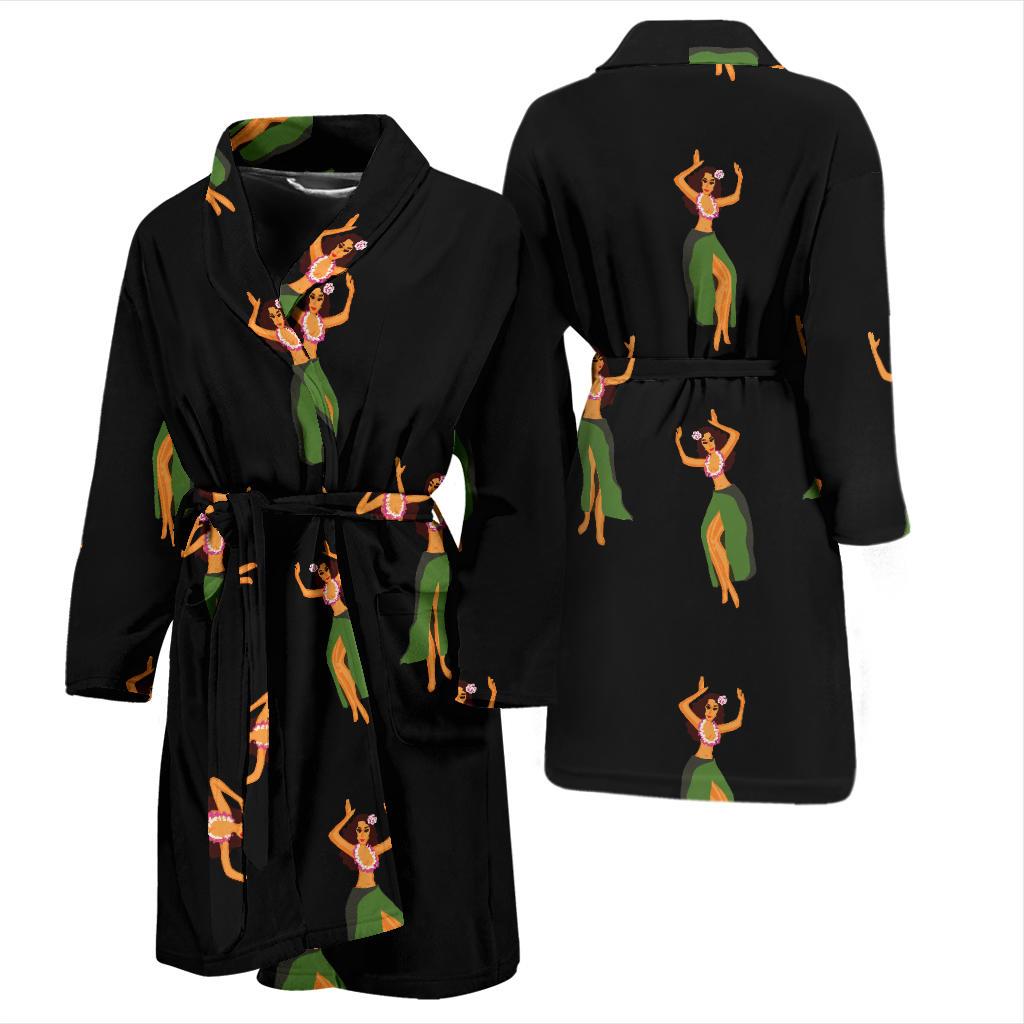 Hula Dancers Girl Pattern Print Design 01 Men Bathrobe-JORJUNE.COM