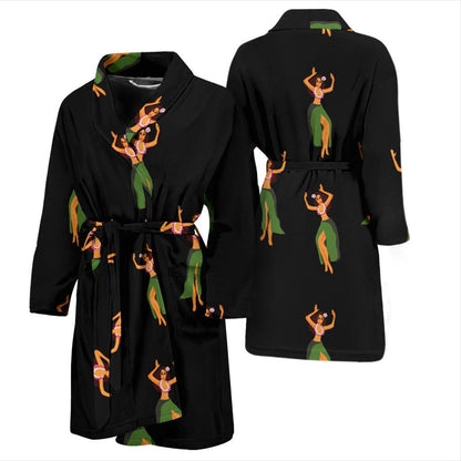 Hula Dancers Girl Pattern Print Design 01 Men Bathrobe-JORJUNE.COM