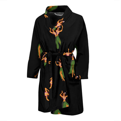 Hula Dancers Girl Pattern Print Design 01 Men Bathrobe-JORJUNE.COM