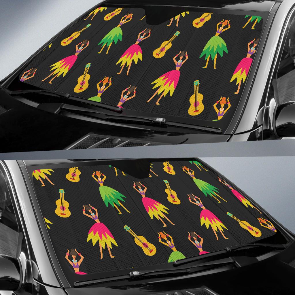 Hula Dancers Hawaiian Girl Pattern Print Design 03 Car Sun Shades-JORJUNE.COM