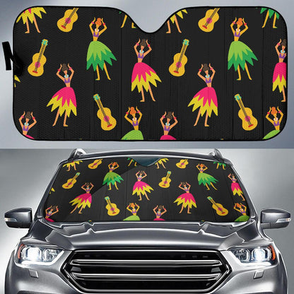 Hula Dancers Hawaiian Girl Pattern Print Design 03 Car Sun Shades-JORJUNE.COM