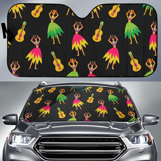 Hula Dancers Hawaiian Girl Pattern Print Design 03 Car Sun Shades-JORJUNE.COM