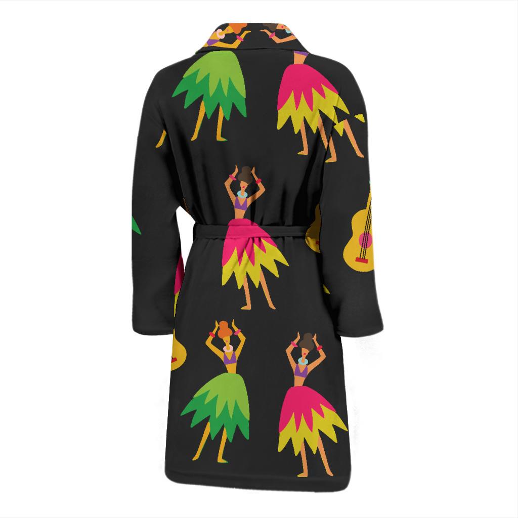 Hula Dancers Hawaiian Girl Pattern Print Design 03 Men Bathrobe-JORJUNE.COM