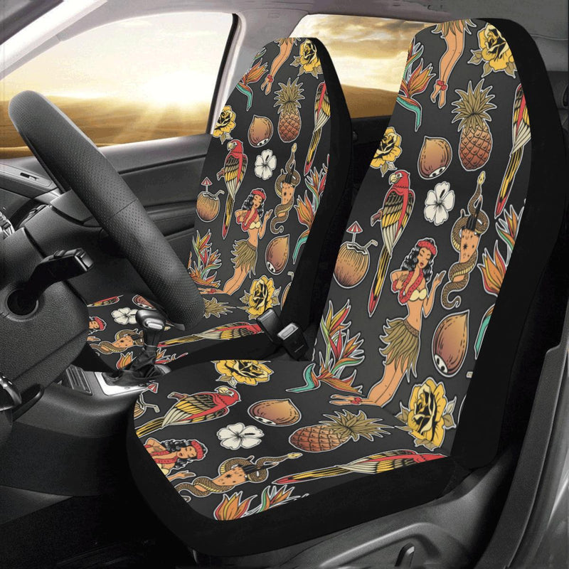 Hula Dancers Hawaiian Style Pattern Print Design 0 Car Seat Covers (Set of 2)-JORJUNE.COM