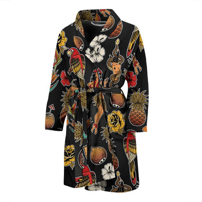Hula Dancers Hawaiian Style Pattern Print Design 02 Men Bathrobe-JORJUNE.COM