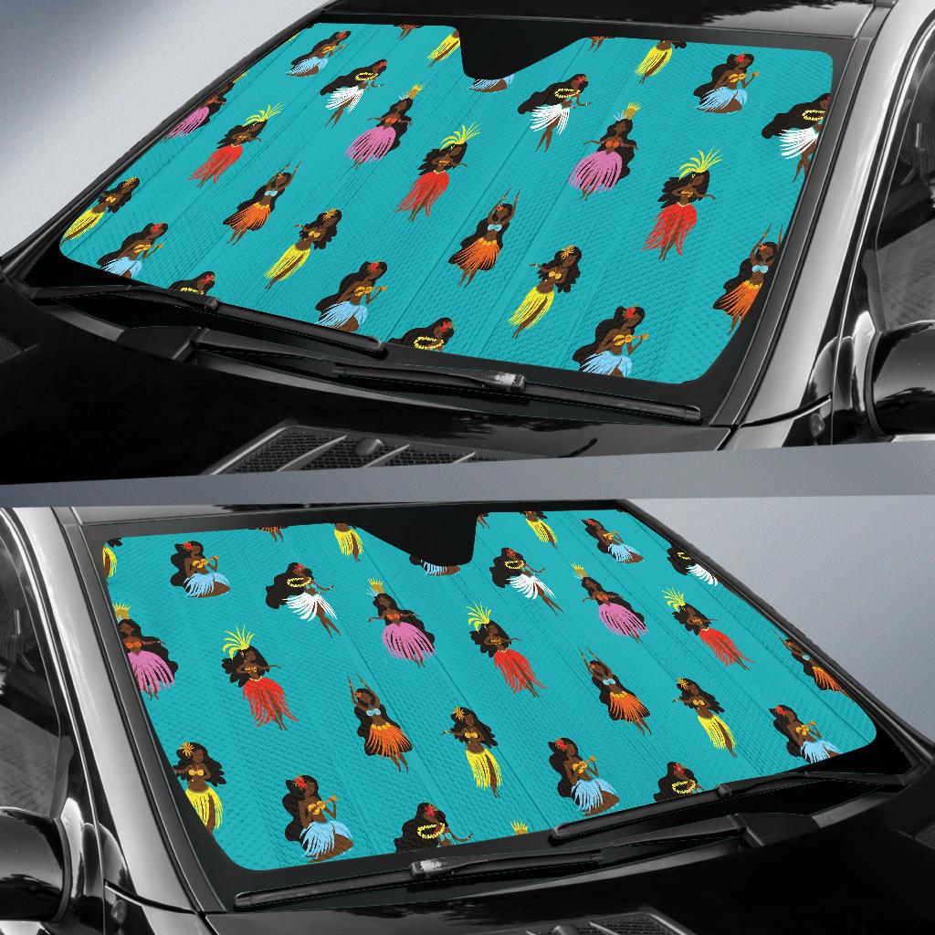 Hula Dancers Pattern Print Design 04 Car Sun Shades-JORJUNE.COM