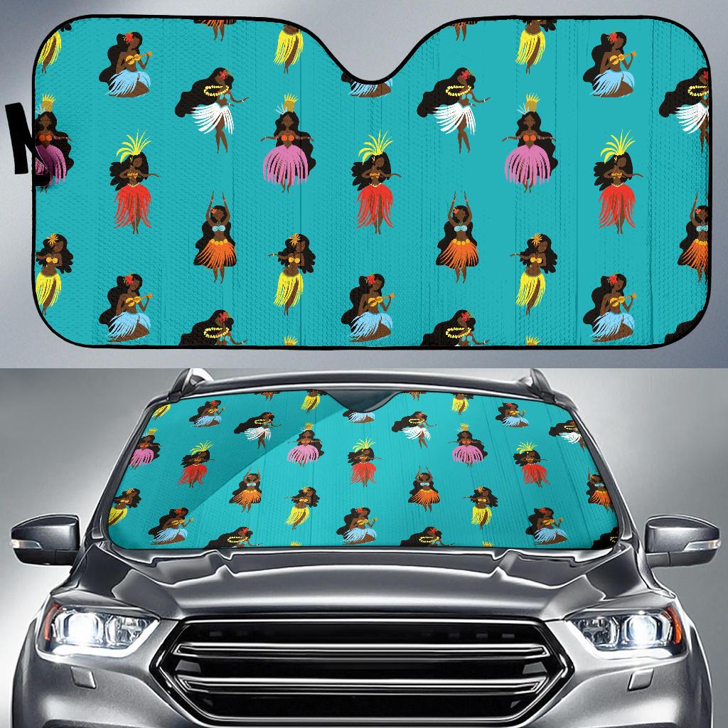 Hula Dancers Pattern Print Design 04 Car Sun Shades-JORJUNE.COM