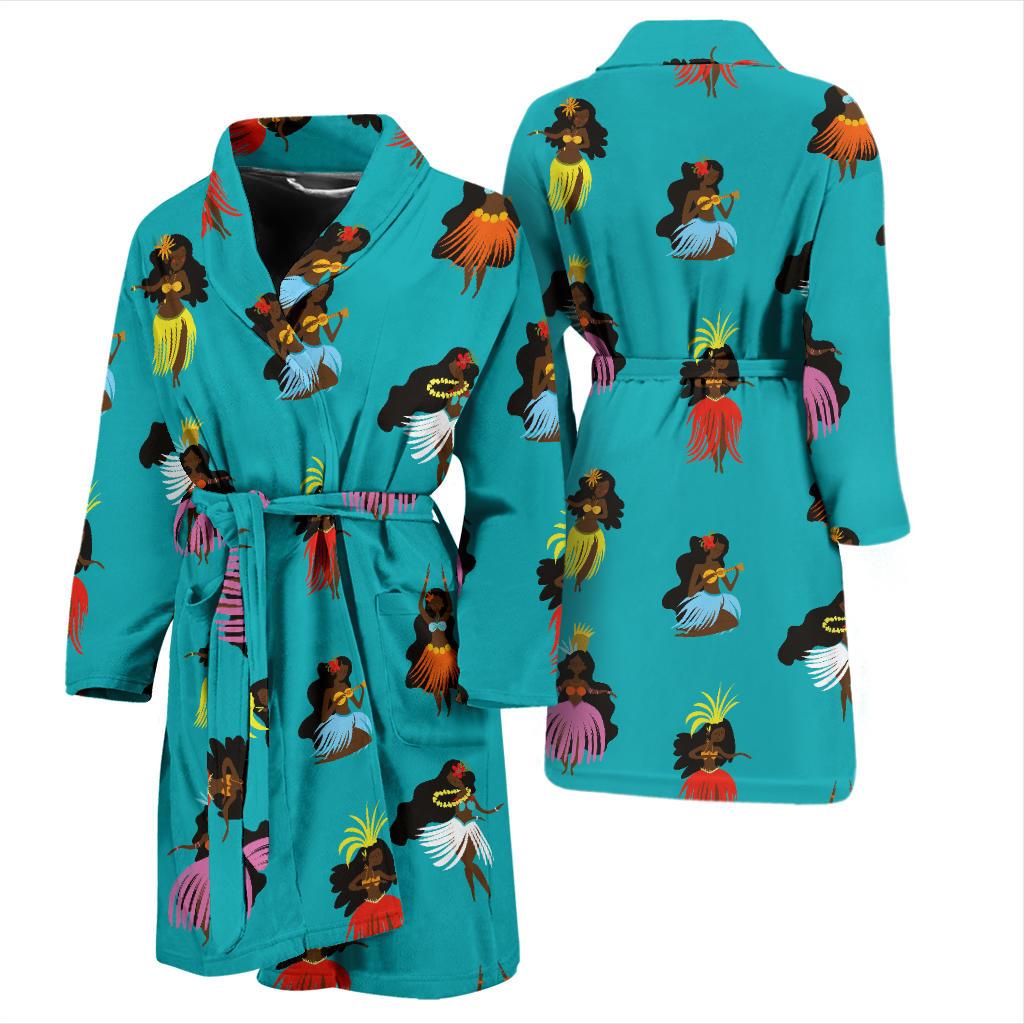 Hula Dancers Pattern Print Design 04 Men Bathrobe-JORJUNE.COM