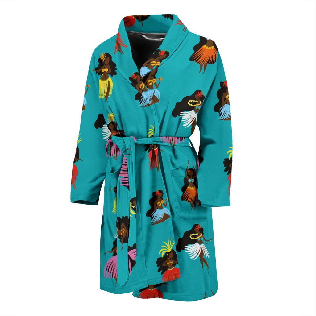Hula Dancers Pattern Print Design 04 Men Bathrobe-JORJUNE.COM